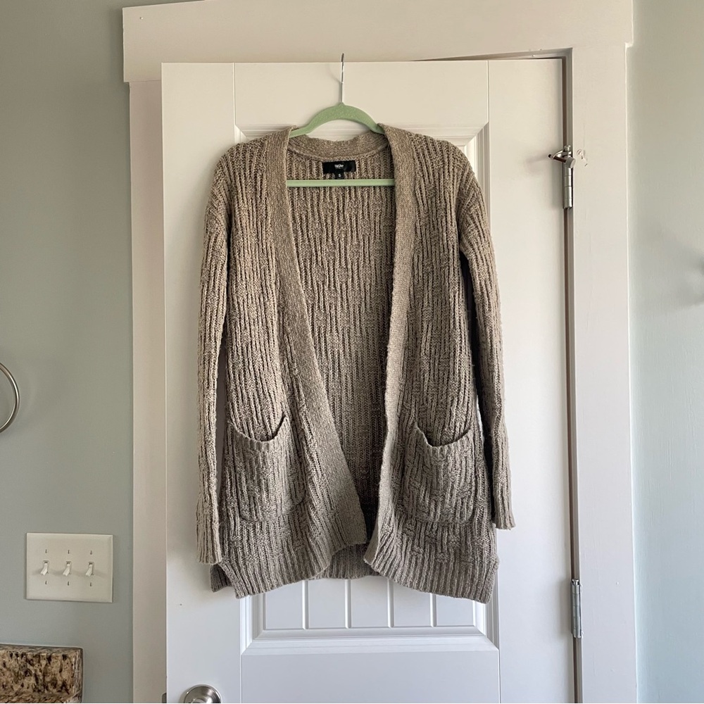 Mossimo Supply Co. Taupe Open-Front Ribbed Cardigan